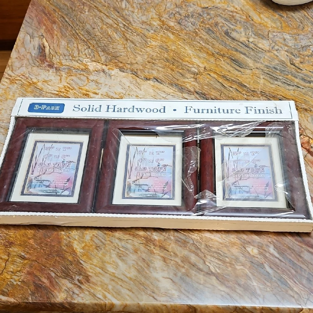 Solid Hardwood Picture Photo Frame - 3  Pk NEW